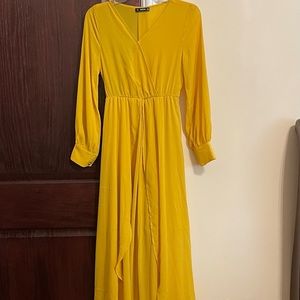Yellow long sleeve maxi dress